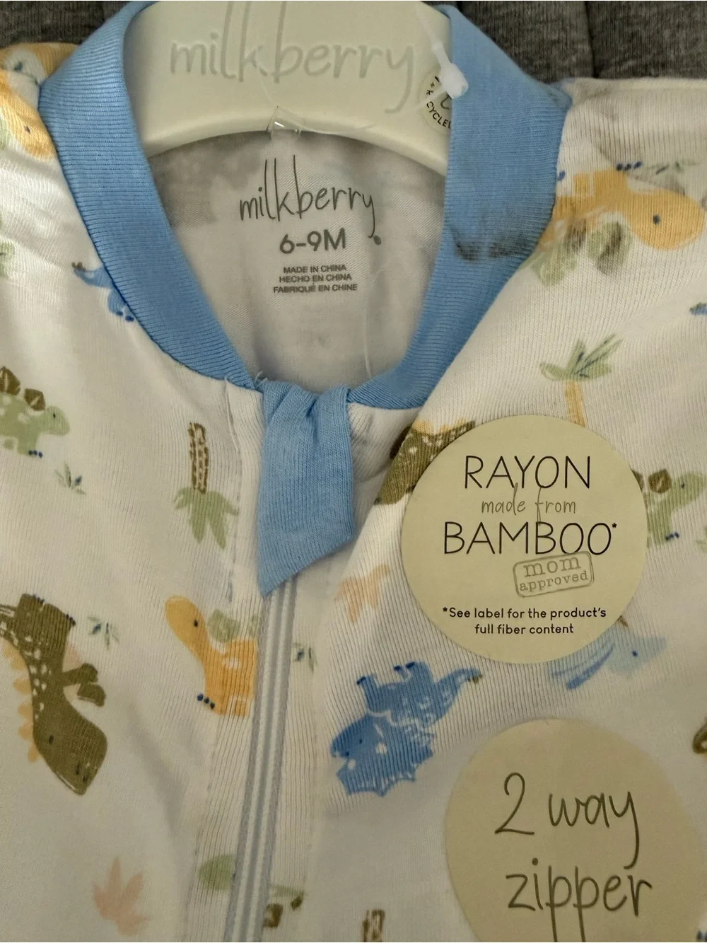 Milkberry Blue & Green Dino Print Baby